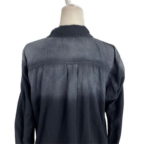 BDG Denim Ombre Shirt Womens Medium Long Sleeve Chambray Button Down Boxy Black - Picture 8 of 11